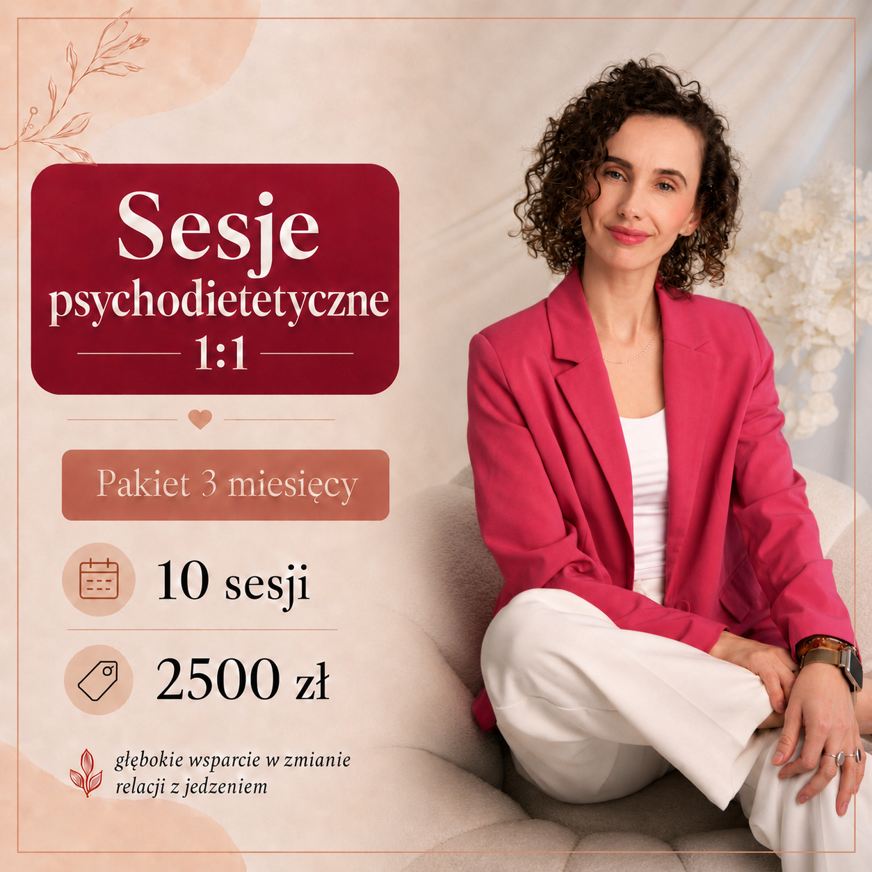 Sesje psychodietetyczne 1:1 | 3 miesięczny pełny pakiet 10 sesji
